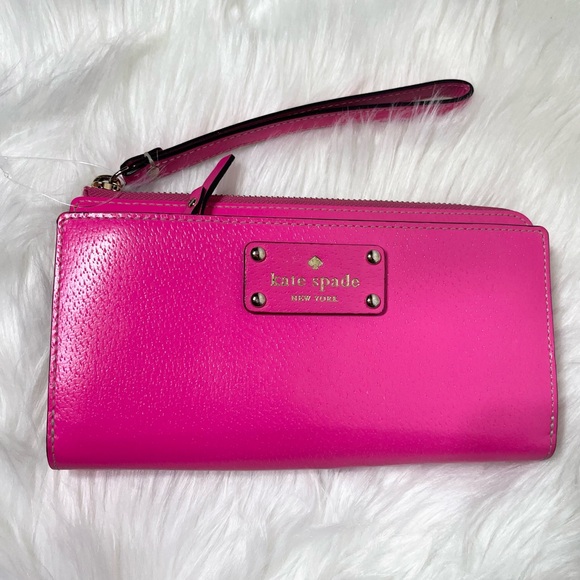kate spade Handbags - Kate Spade Lg Wallet Wristlet Pink Leather